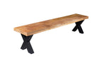 Mangohouten eetkamerbank Cedric X-poot 180x40 cm