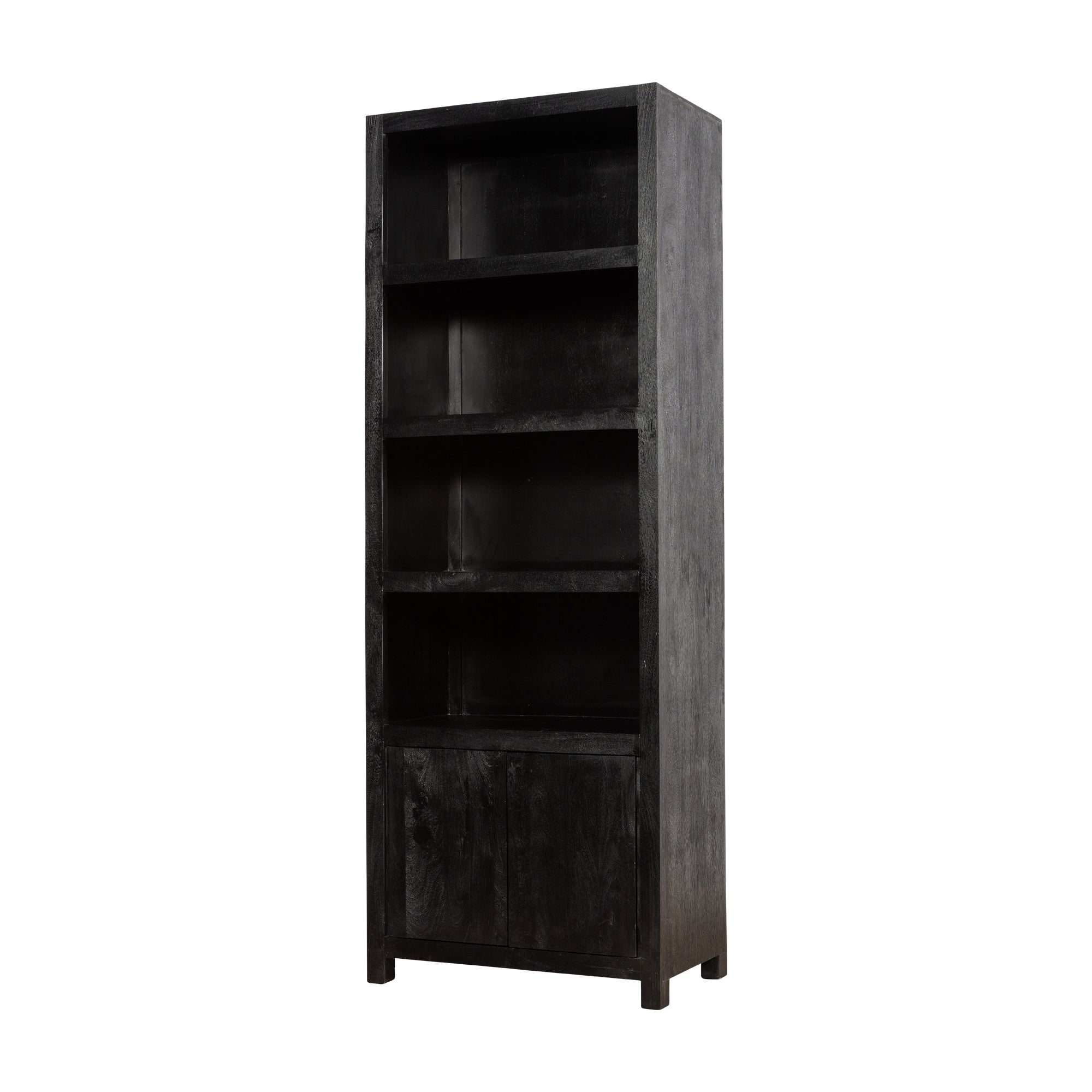 Mangohouten Wandkast Evan 80 cm (4 open vakken, 2 deuren)