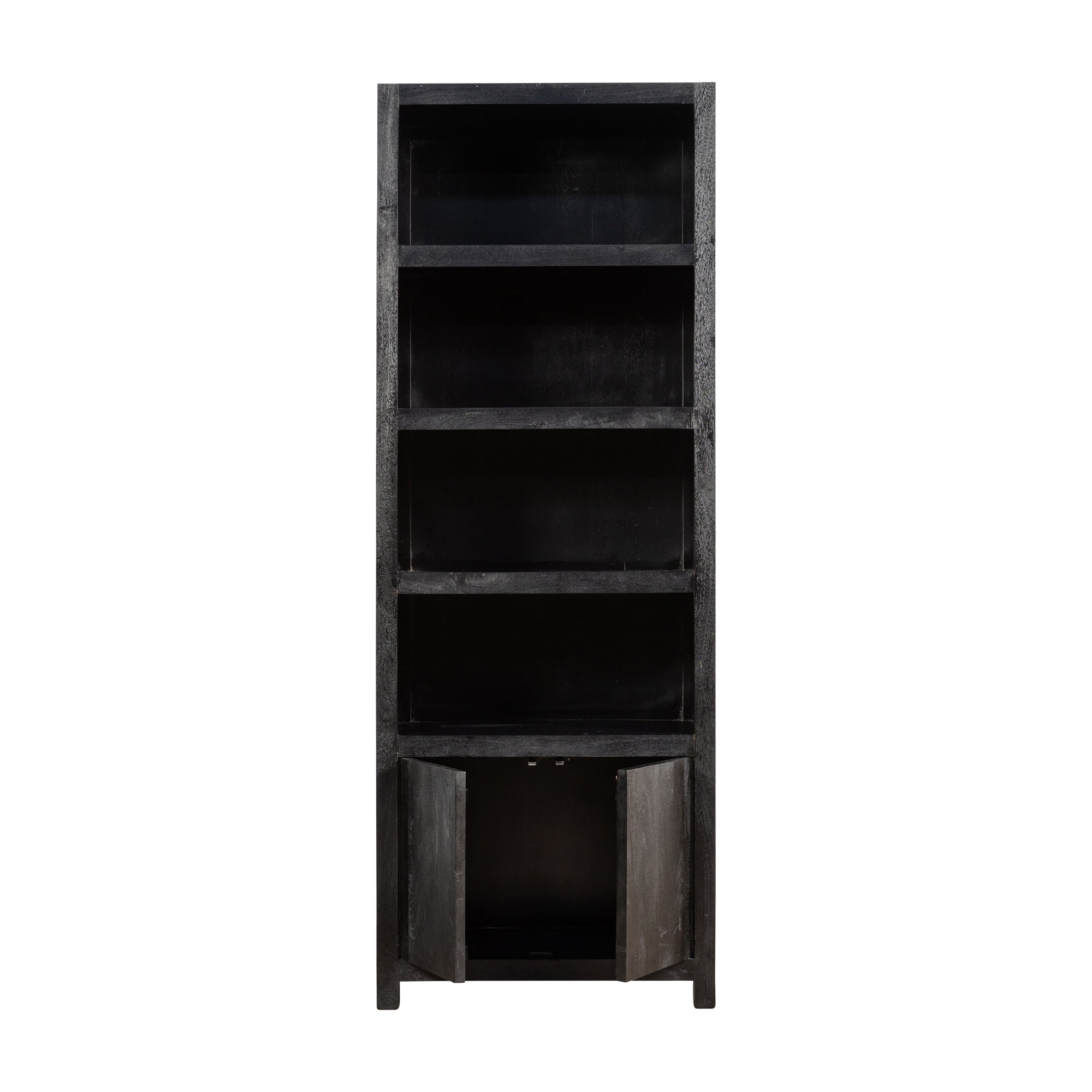 Mangohouten Wandkast Evan 80 cm (4 open vakken, 2 deuren)