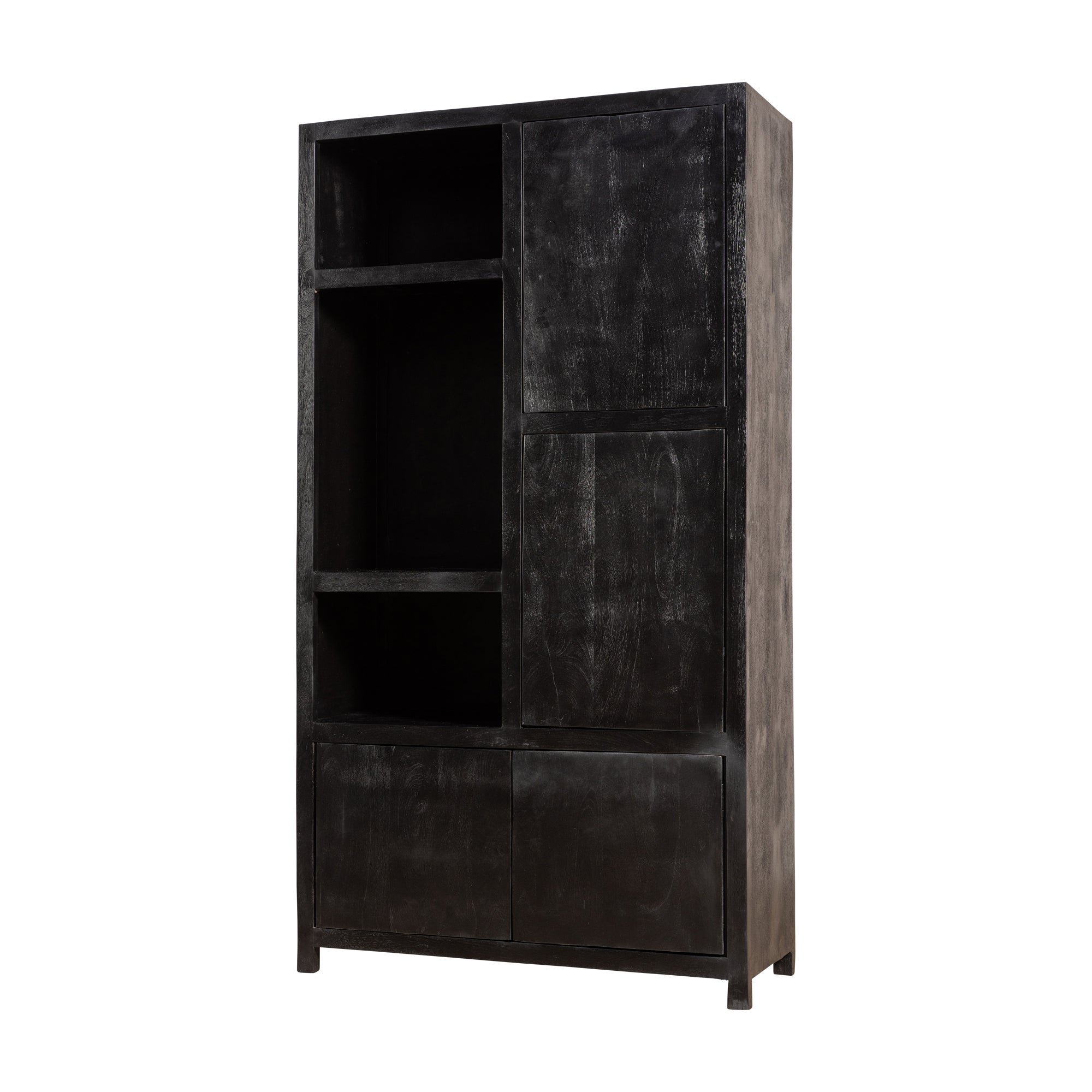 Mangohouten Wandkast Evan 120 cm (3 open vakken, 4 deuren)