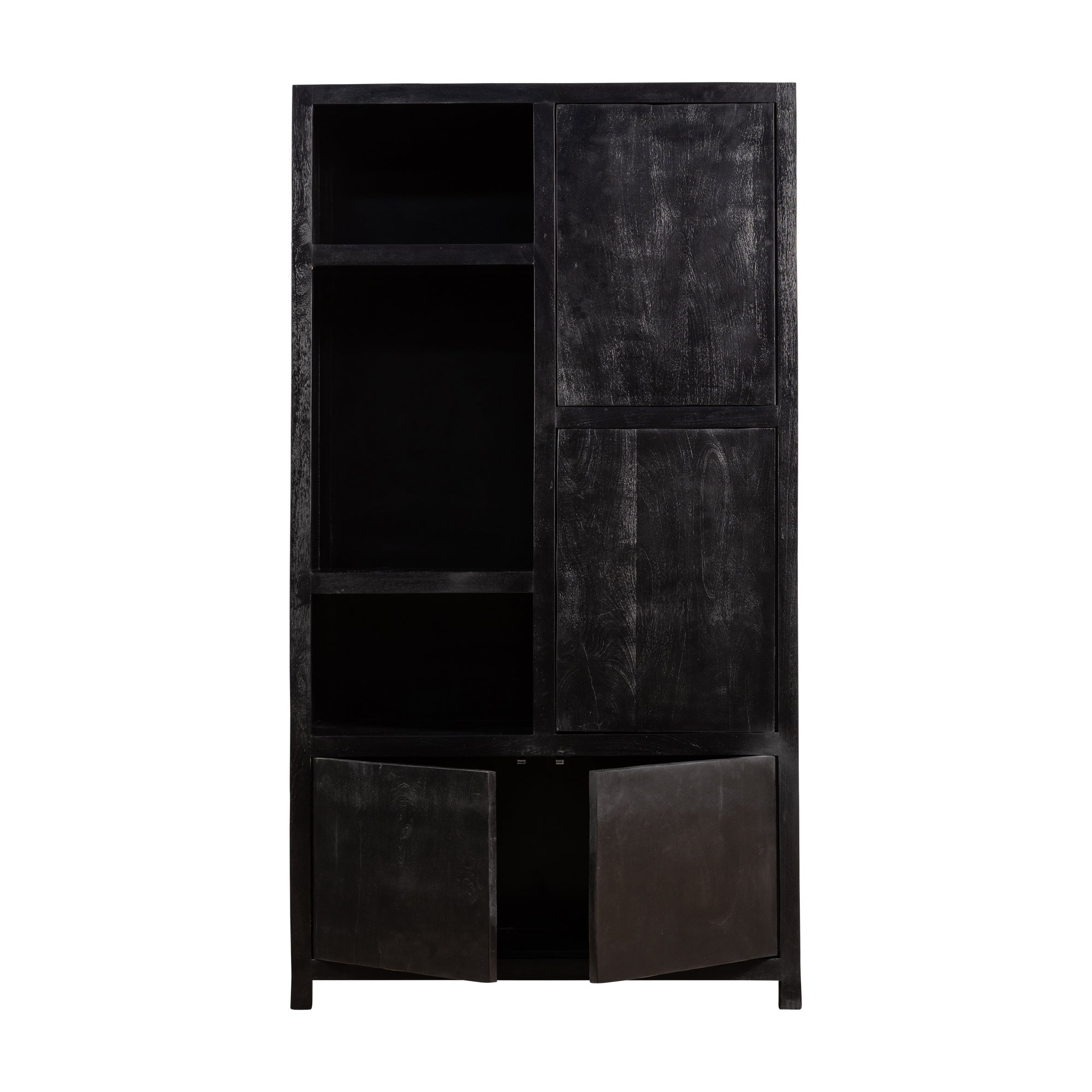 Mangohouten Wandkast Evan 120 cm (3 open vakken, 4 deuren)
