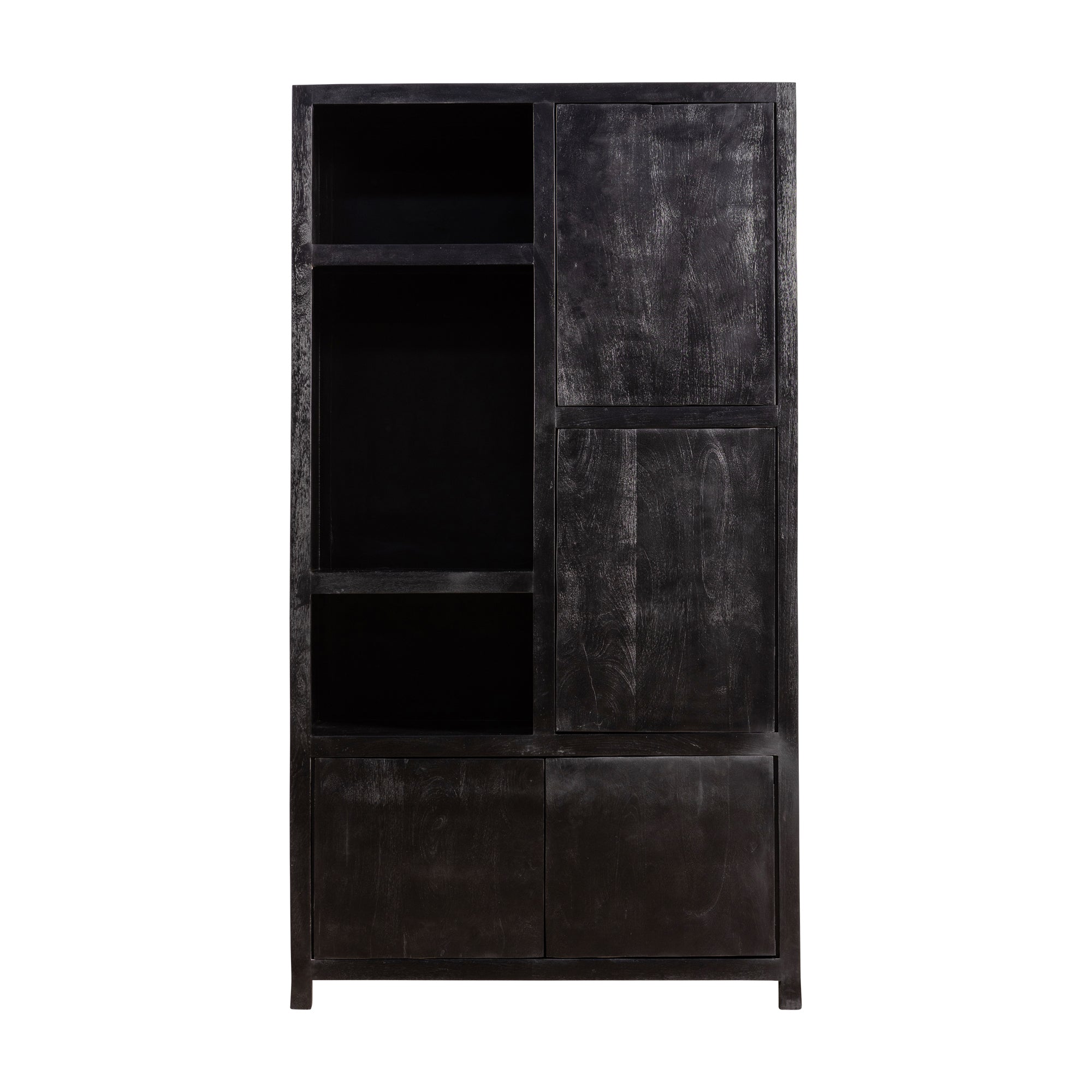 Mangohouten Wandkast Evan 120 cm (3 open vakken, 4 deuren)