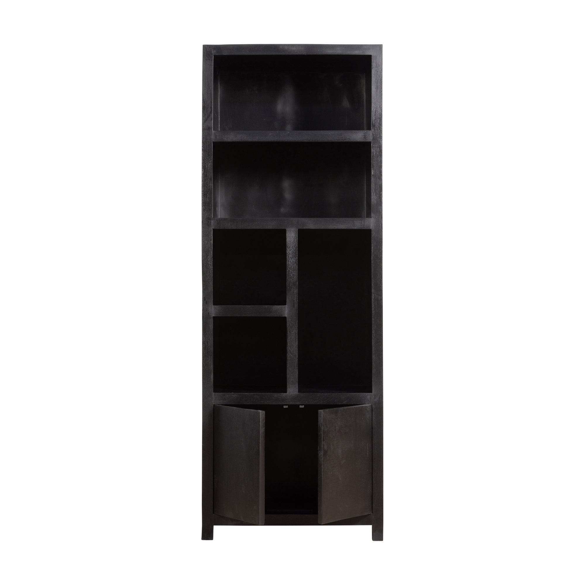 Mangohouten Wandkast Evan 80 cm (5 open vakken, 2 deuren)