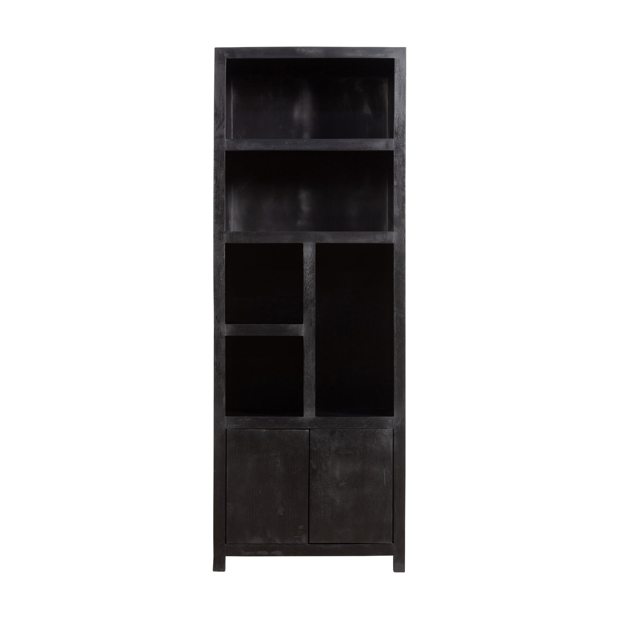 Mangohouten Wandkast Evan 80 cm (5 open vakken, 2 deuren)