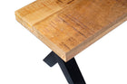 Mangohouten eetkamerbank Cedric X-poot 180x40 cm