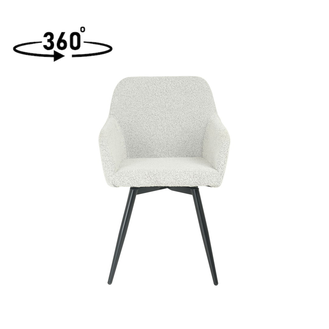 Eetkamerstoel beige bouclé stof 