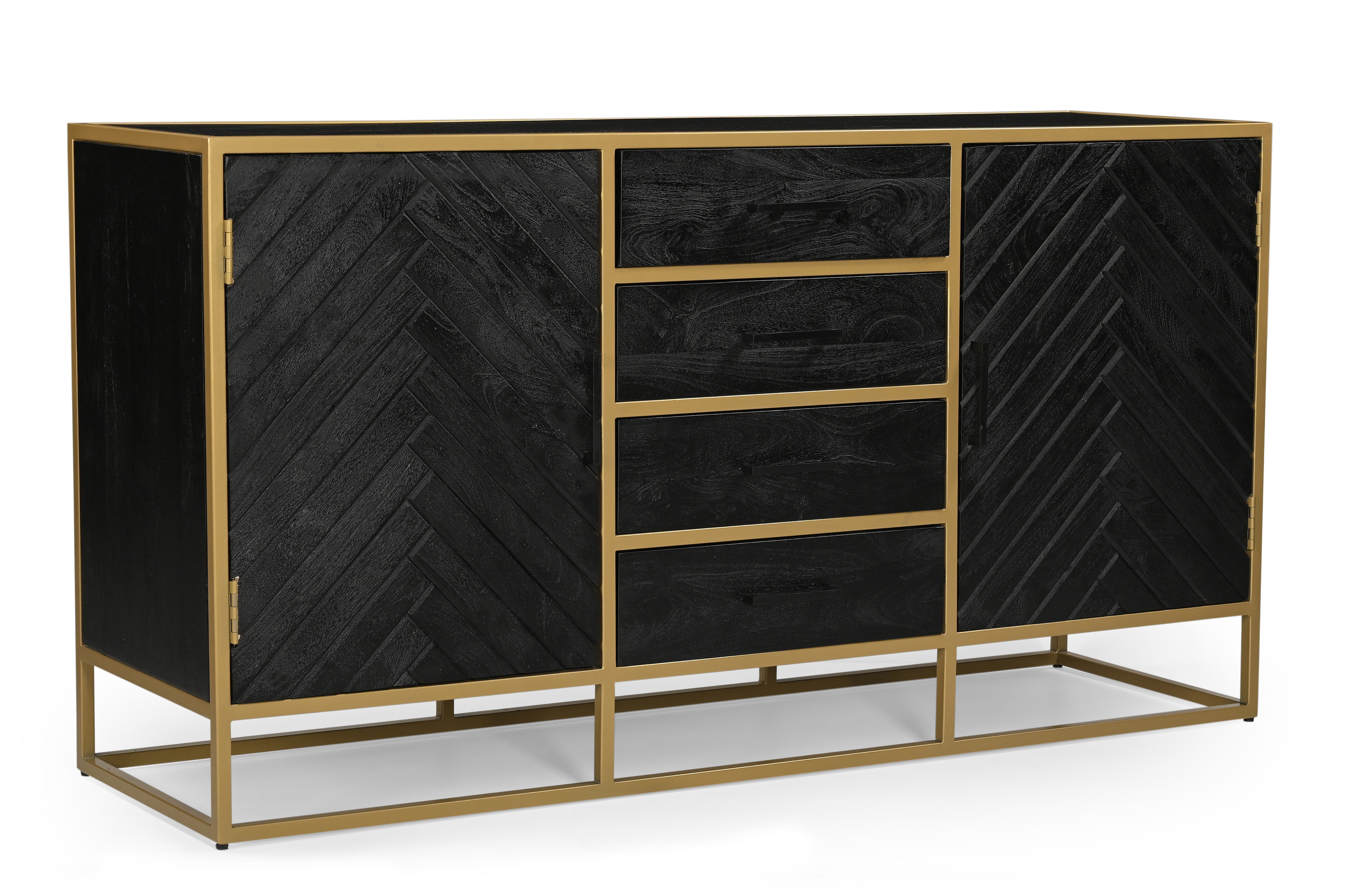 Dressoir zwart mangohout 