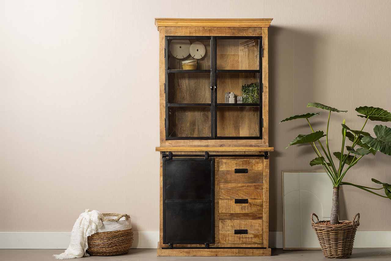 Mangohouten Buffetkast Milan 100 cm met Deurtjes Recht
