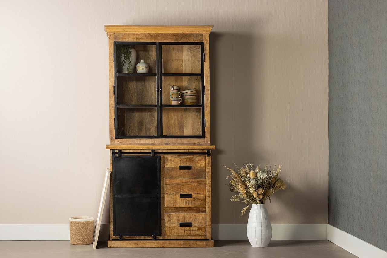 Mangohouten Buffetkast Milan 100 cm met Deurtjes Recht