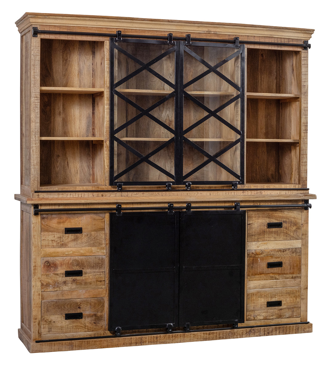 Mangohouten Buffetkast Milan 160 cm dubbele deurtjes X