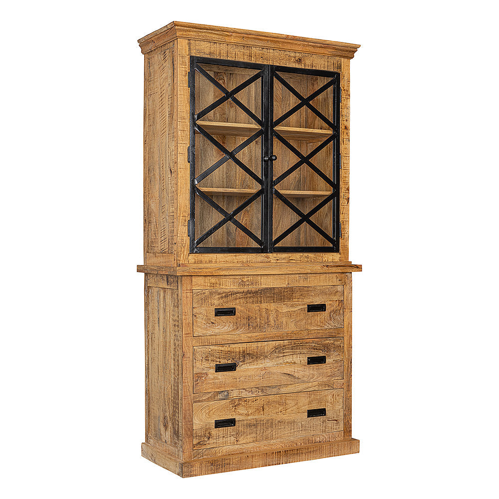 Mangohouten Buffetkast Milan 100 cm en 3 lades X