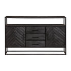 Mangohouten Dressoir Kjeld 145 cm Hoog Zwart