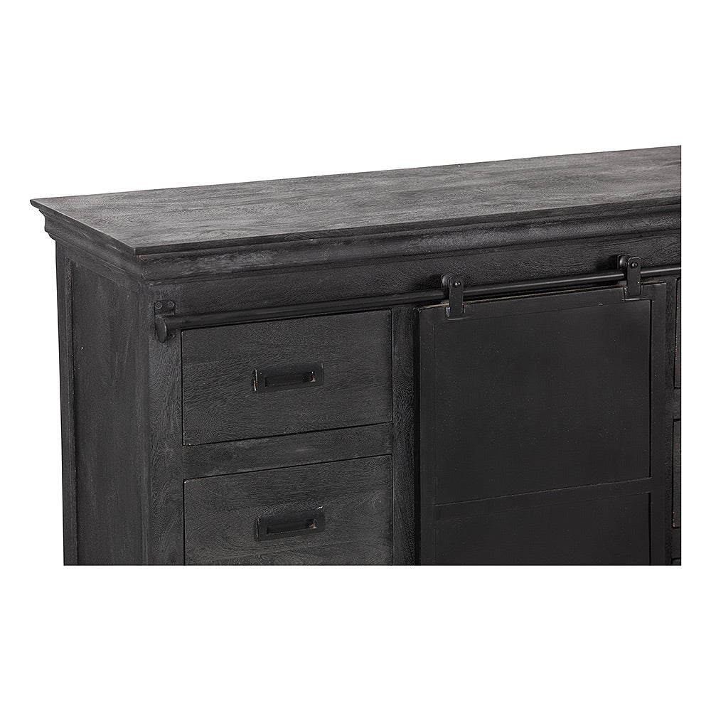 Mangohouten Dressoir Milan 200 cm Zwart