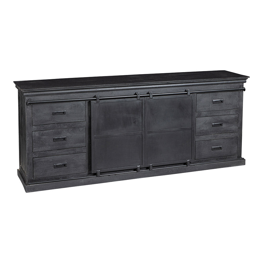 Mangohouten Dressoir Milan 160 cm Dubbele Deur Zwart