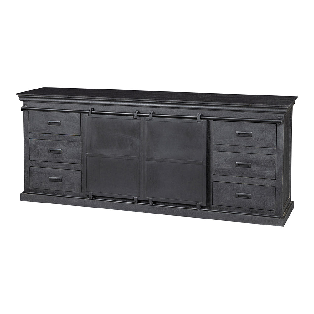 Mangohouten Dressoir Milan 160 cm Dubbele Deur Zwart