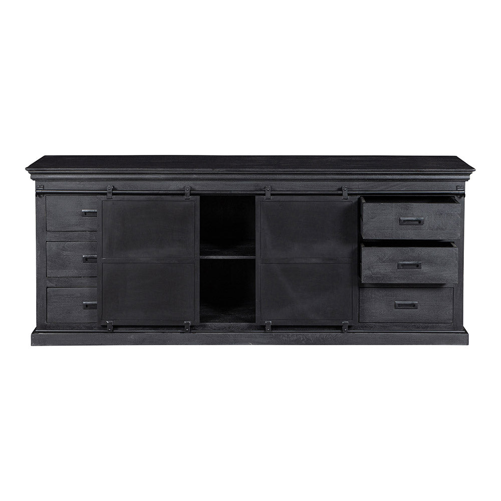 Mangohouten Dressoir Milan 160 cm Dubbele Deur Zwart