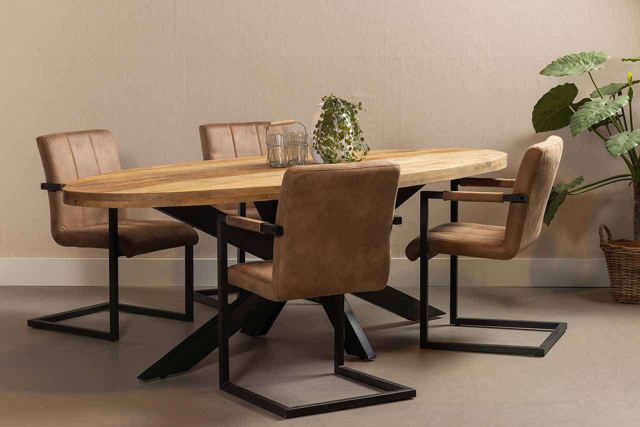 Mangohouten Eettafel Ovaal Oscar 300x130 cm (6cm)