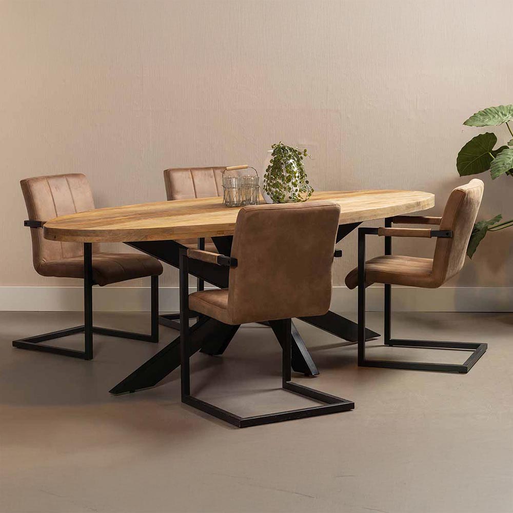 Mangohouten eettafel ovaal