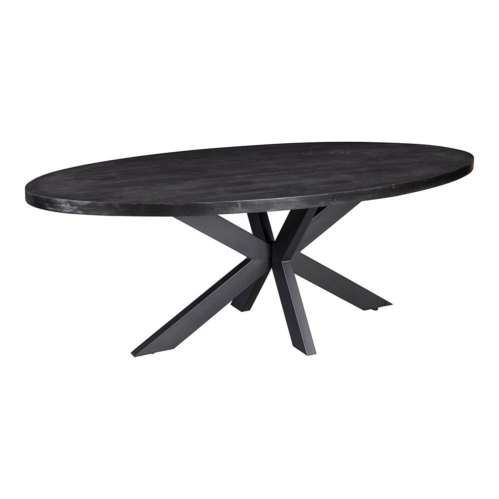 Mangohouten Eettafel Ovaal Oscar 160x90 cm Zwart (5cm)