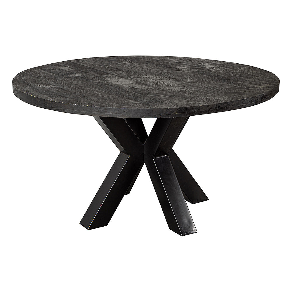Mangohouten Eettafel Rond Tara 120 cm Zwart (5cm)