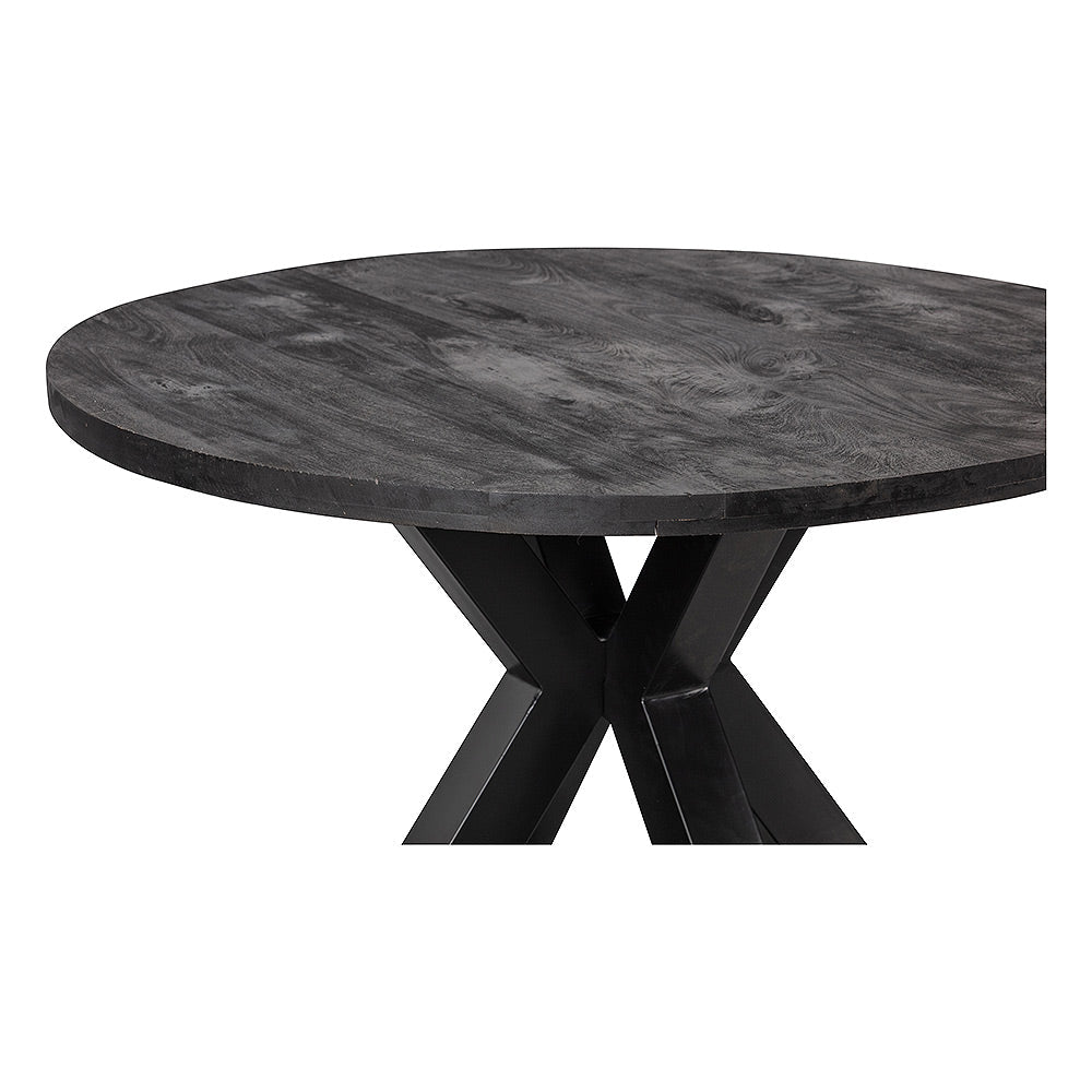 Mangohouten Eettafel Rond Tara 160 cm Zwart (5cm)