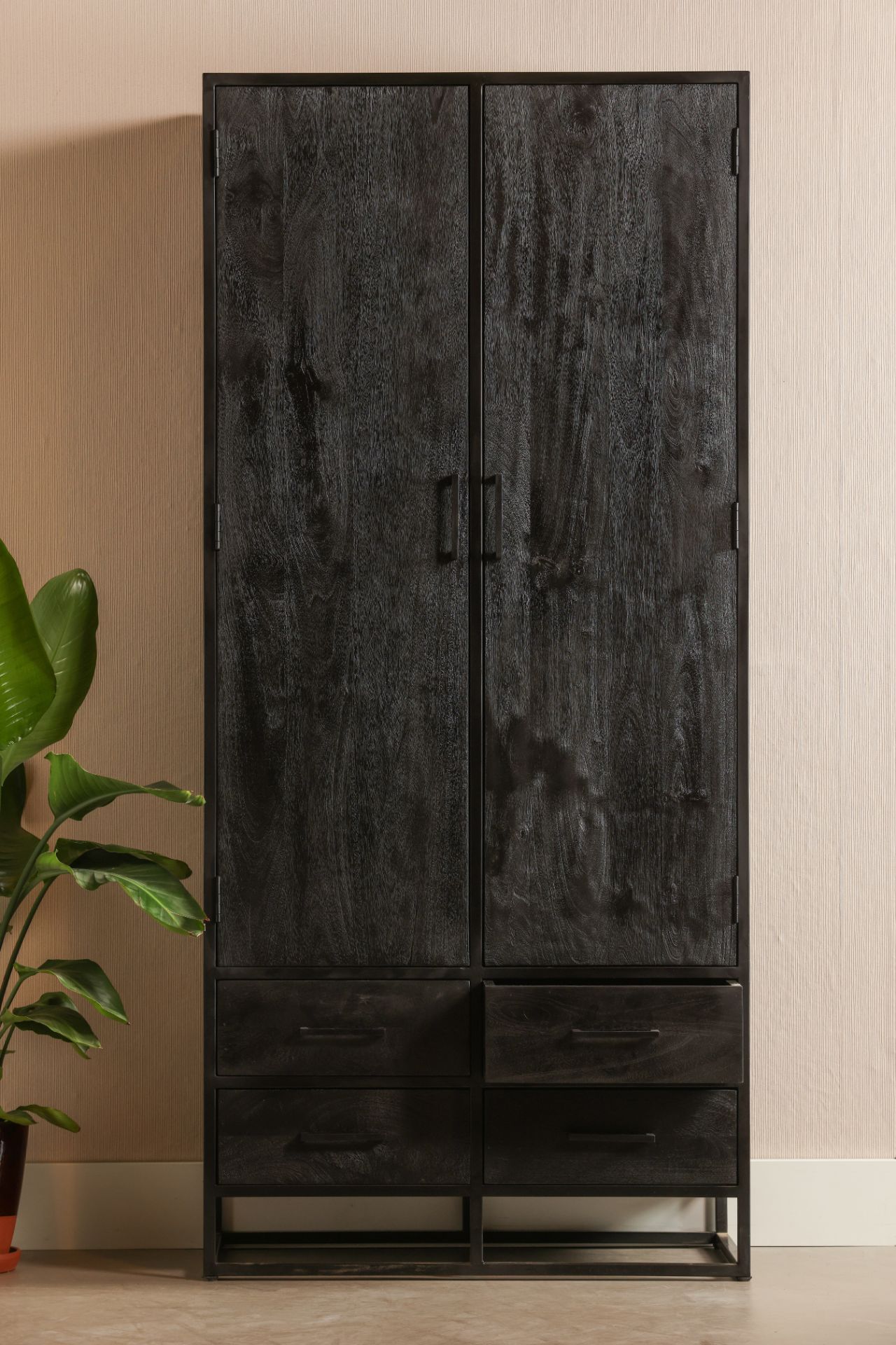 Mangohouten kast - zwart 