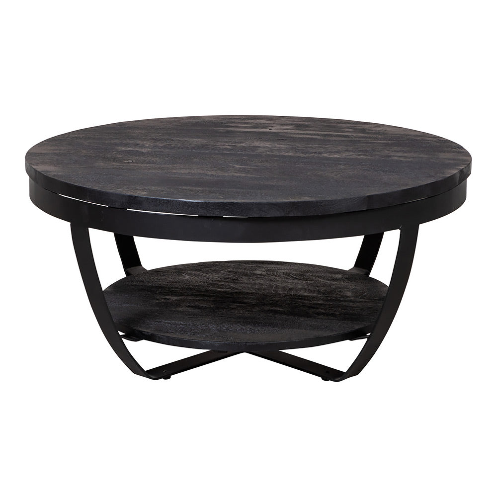 Mangohouten Salontafel Maeve Rond 90 cm Zwart