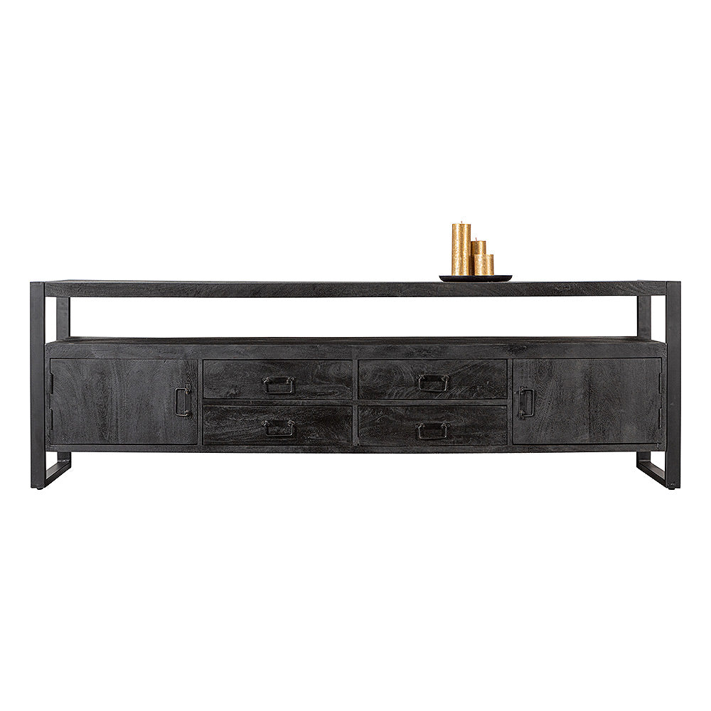 Mangohouten TV Meubel Britt 220 cm Zwart