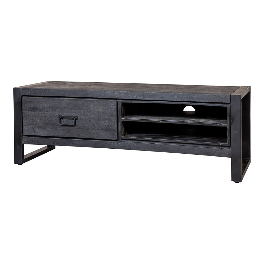 Mangohouten TV Meubel Kelvin 130 cm Zwart