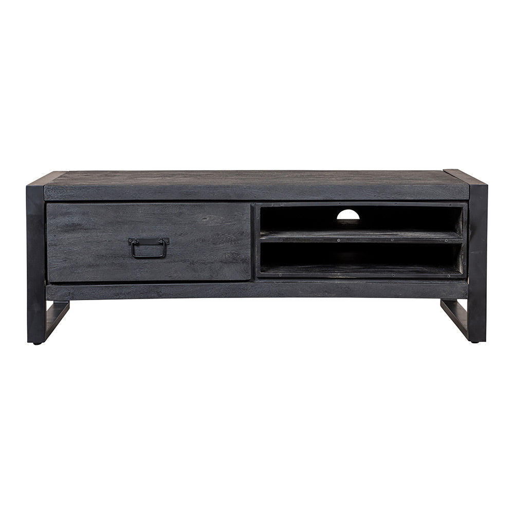 Mangohouten TV Meubel Kelvin 130 cm Zwart