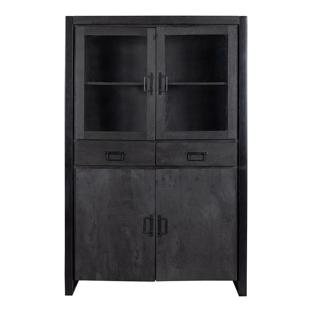 Mangohouten Vitrinekast Britt 115 cm Zwart