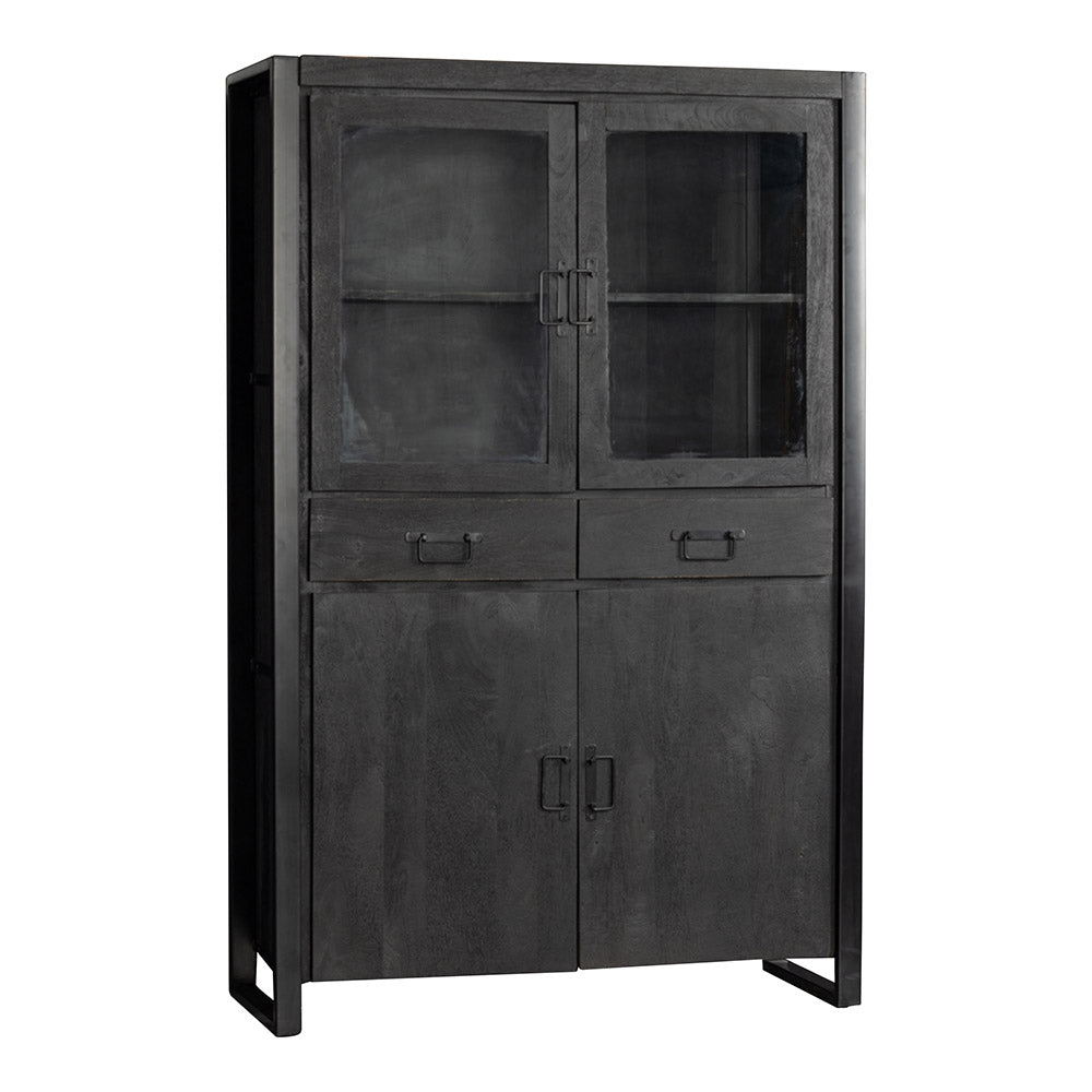 Mangohouten Vitrinekast Britt 115 cm Zwart