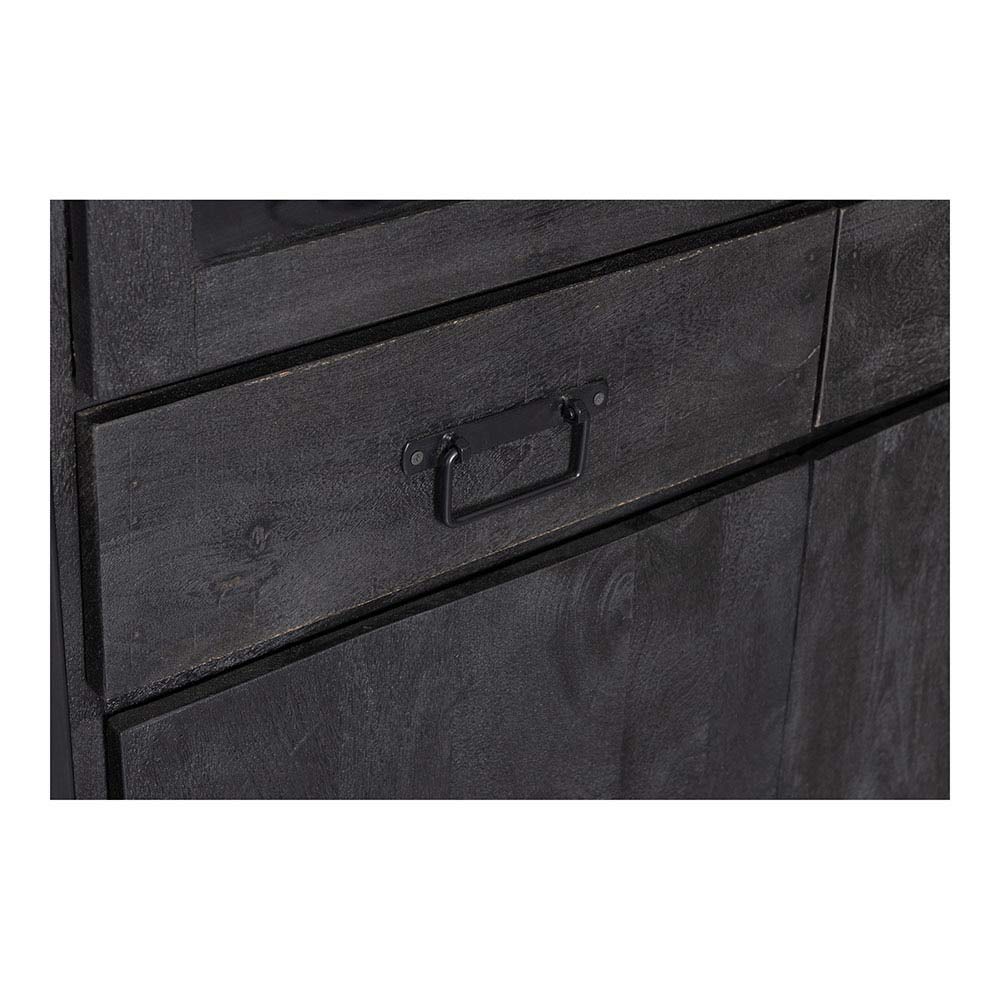 Mangohouten Vitrinekast Britt 115 cm Zwart