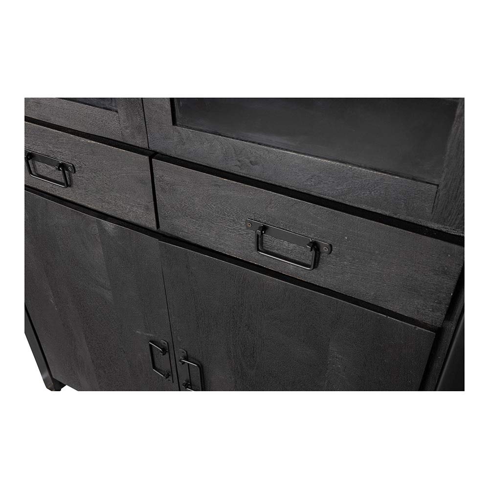 Mangohouten Vitrinekast Britt 115 cm Zwart