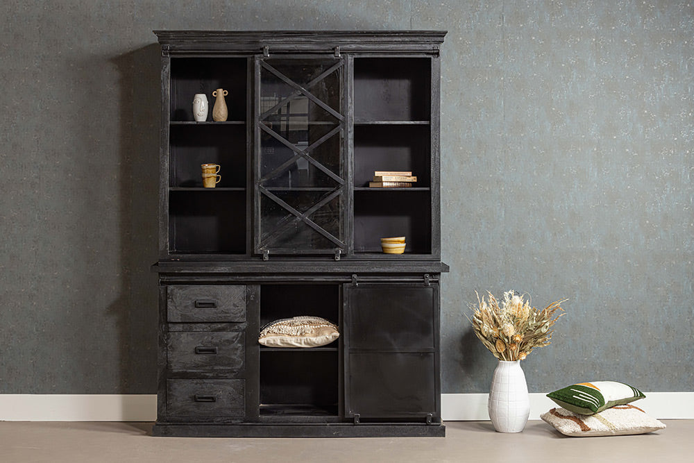 Mangohouten Buffetkast Milan 140 cm X Zwart
