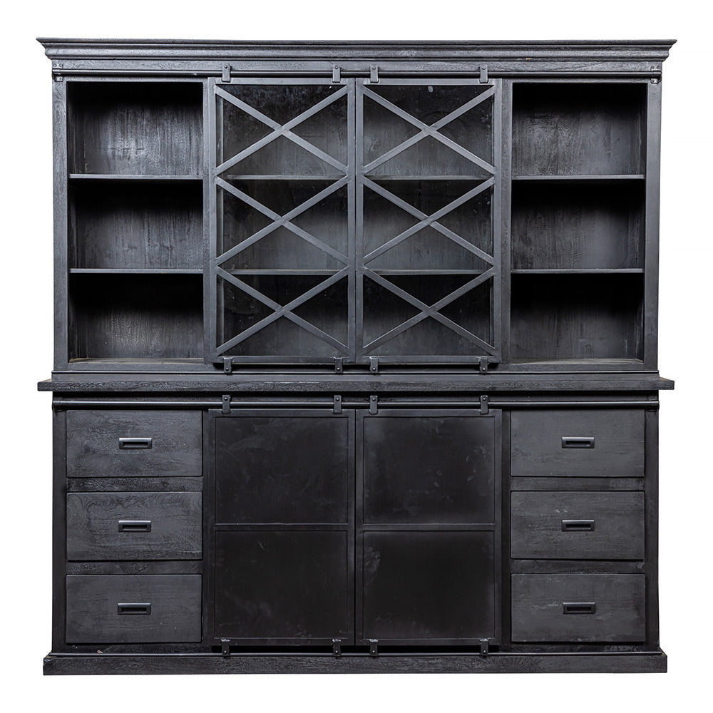 Mangohouten Buffetkast Milan 160 cm Dubbele Deurtjes X Zwart