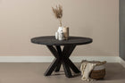 Mangohouten Eettafel Rond Tara 160 cm Zwart (5cm)