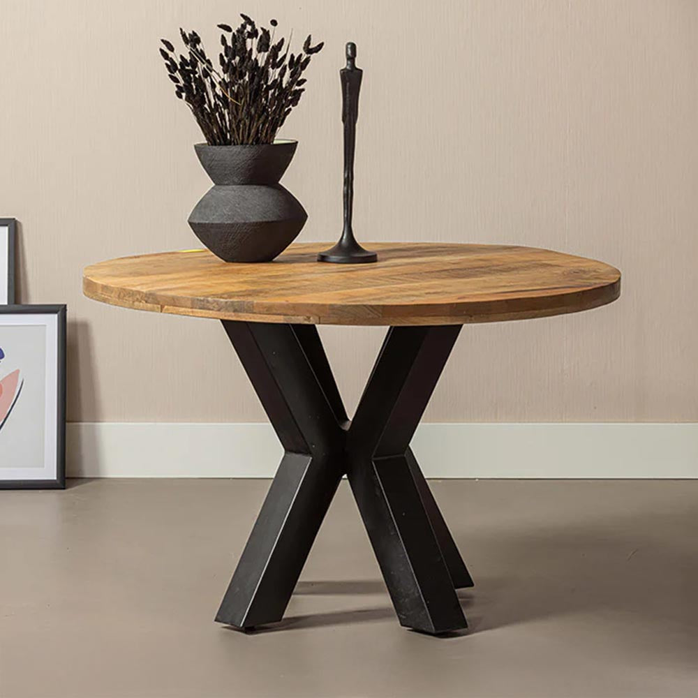 Mangohouten eettafel rond 