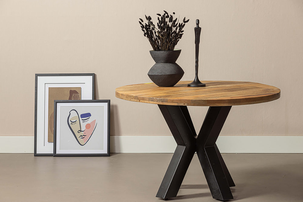 Mangohouten eettafel rond 