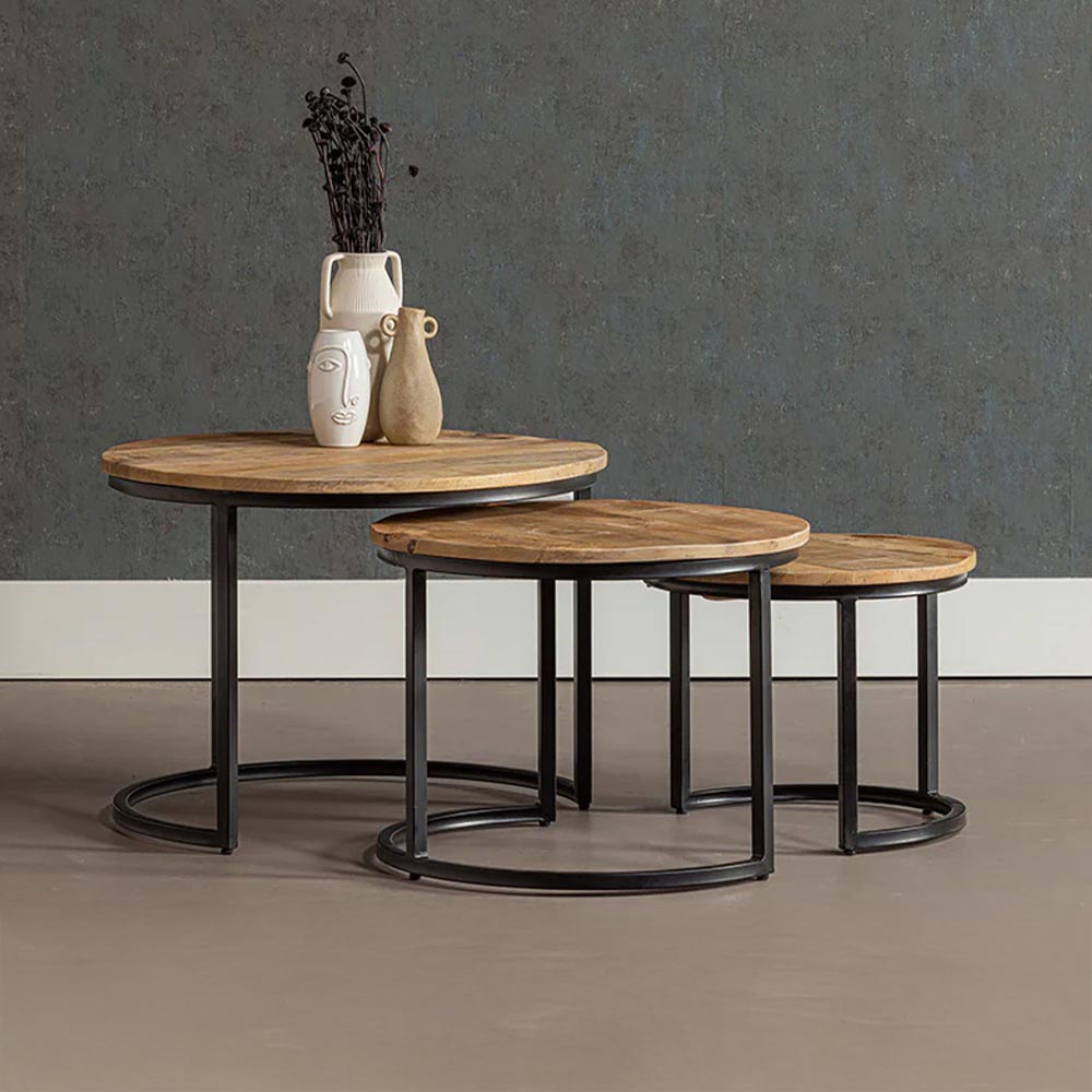 Mangohouten salontafels - set van 3 