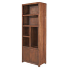 Mangohouten Wandkast Evan 80 cm (5 open vakken, 2 deuren) Walnoot