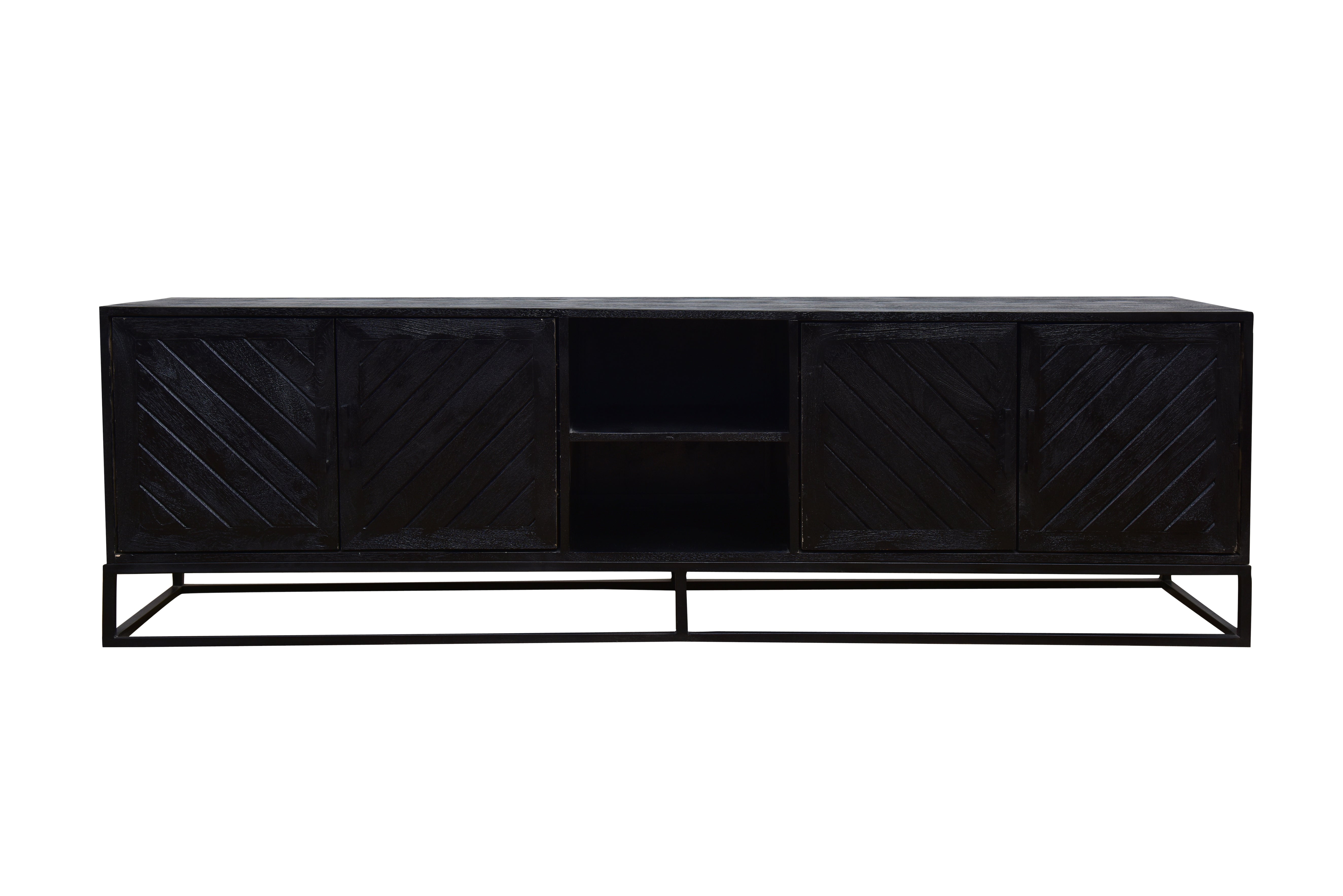 Mangohouten TV Meubel Sabia 200 cm Zwart