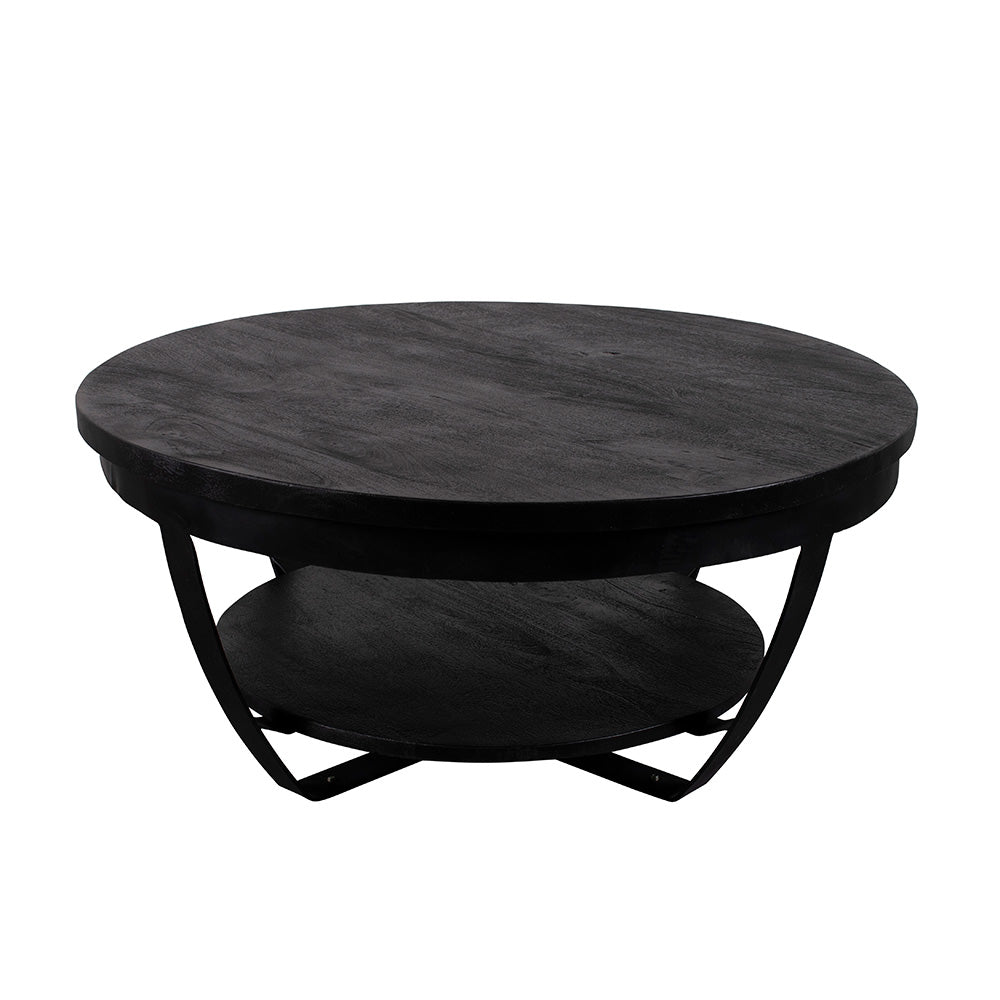 Mangohouten Salontafel Maeve Rond 65 cm Zwart