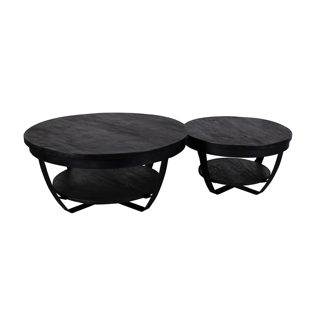 Mangohouten Salontafel Maeve Rond 65 cm Zwart