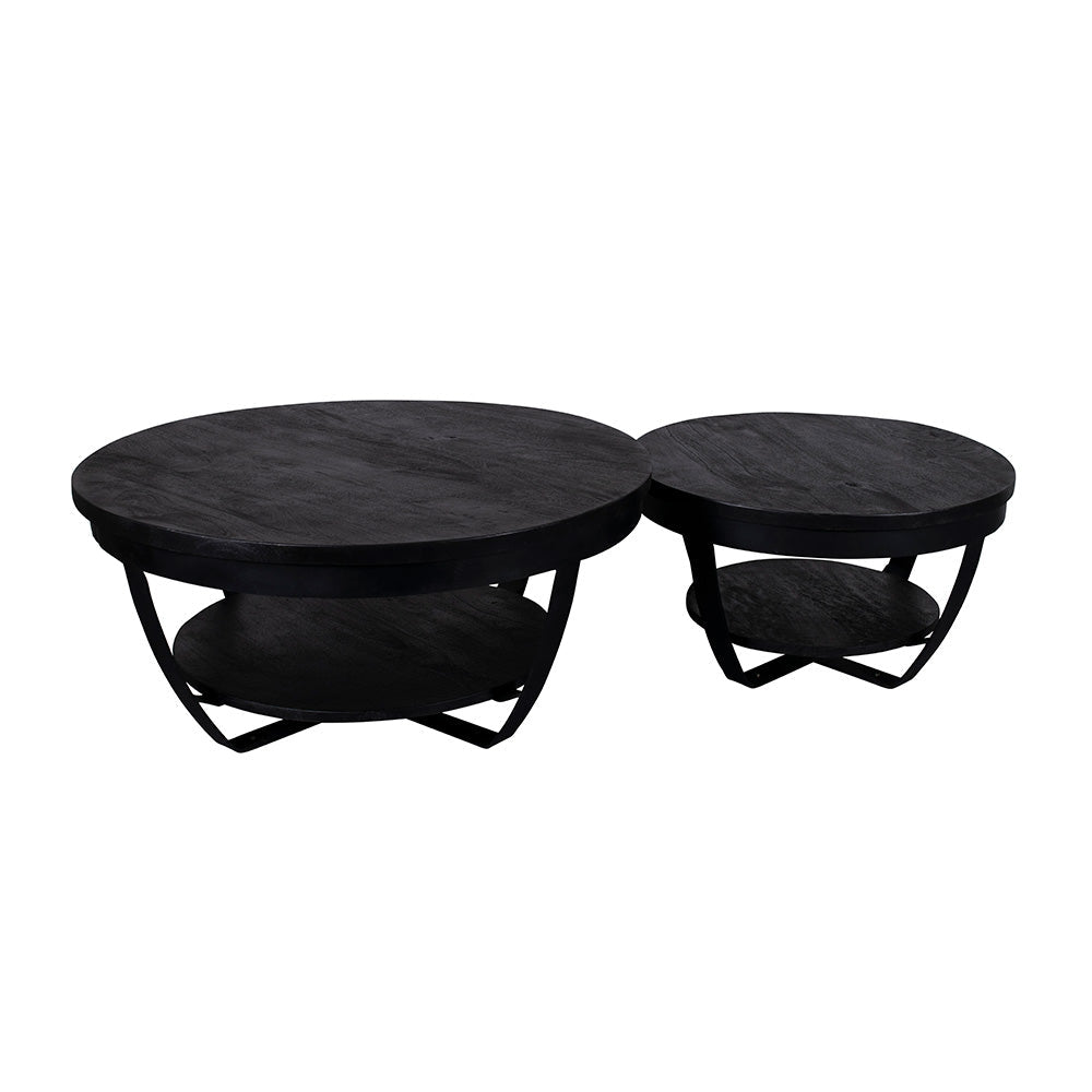 Mangohouten Salontafel Maeve Rond 65 cm Zwart