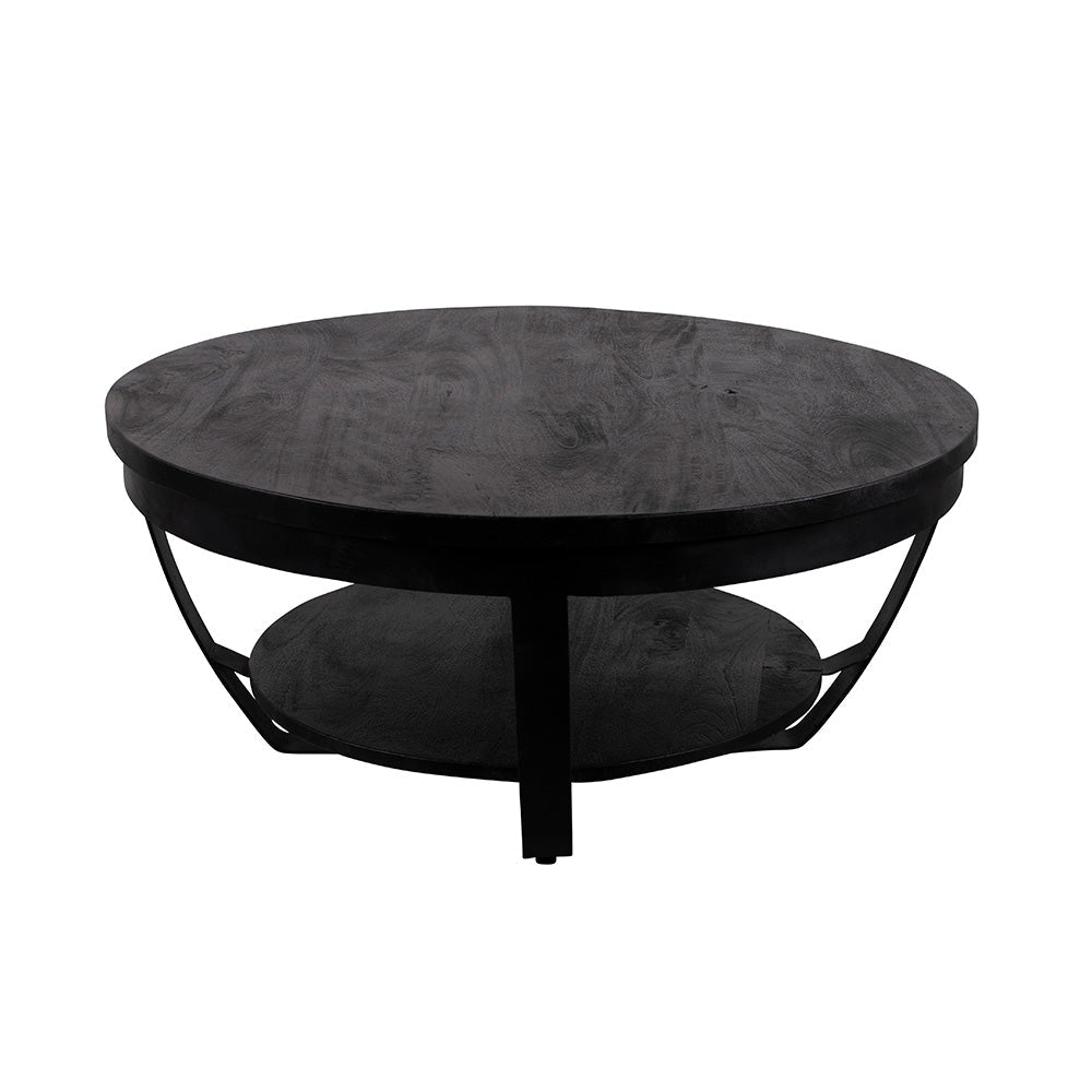 Mangohouten Salontafel Maeve Rond 65 cm Zwart