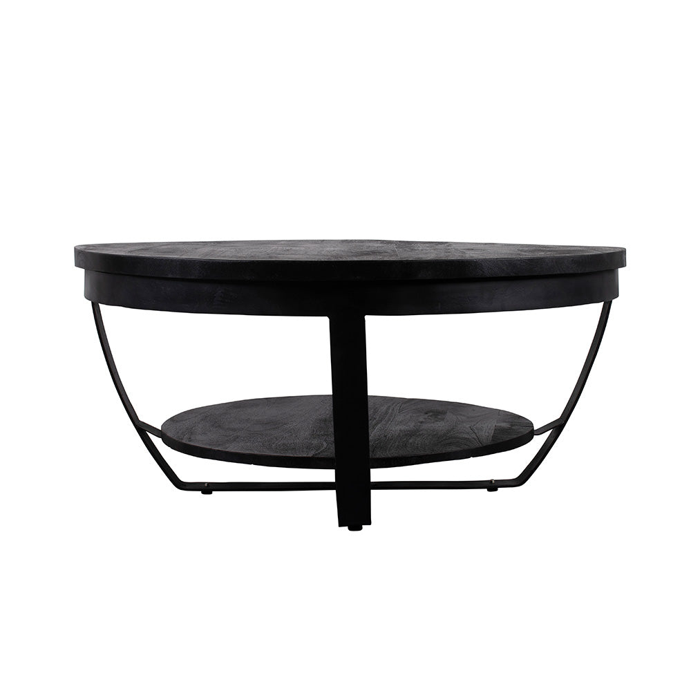 Mangohouten Salontafel Maeve Rond 65 cm Zwart