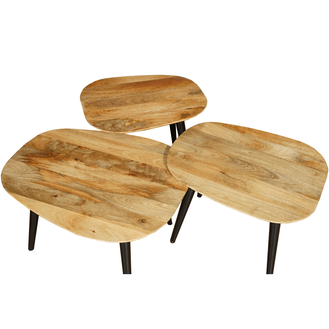 Mangohouten Salontafels Luka - Set van 3
