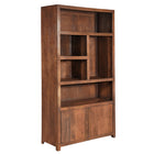 Mangohouten Wandkast Evan 120 cm Walnoot (5 open vakken, 2 deuren)