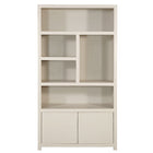 Mangohouten Wandkast Evan 120 cm Crème (5 open vakken, 2 deuren)